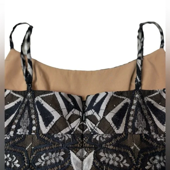 NWT BCBGMAXAZRIA Alese Floral Geometric Pattern Midi Dress - Picture 2 of 10